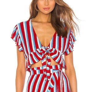 Lovers & Friends Waves for Days Americana Stripe Crop Top‎ Size XS resort
